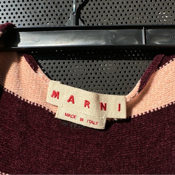 Marni Pink Burgundy Striped Chenille Knit Slit Maxi Dress - Picture 6 of 7